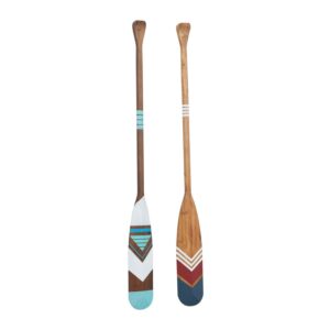 Multi Colored Wood Novelty Canoe Oar Paddle Home Wall Decor With Arrow And Stripe Patterns (Set Of 2)