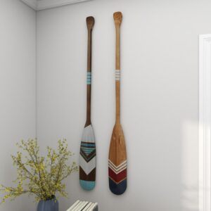 Multi Colored Wood Novelty Canoe Oar Paddle Home Wall Decor With Arrow And Stripe Patterns (Set Of 2)