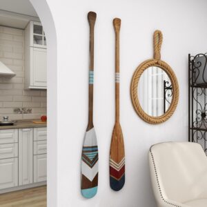 Multi Colored Wood Novelty Canoe Oar Paddle Home Wall Decor With Arrow And Stripe Patterns (Set Of 2)