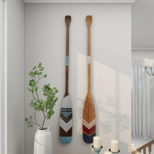 Multi Colored Wood Novelty Canoe Oar Paddle Home Wall Decor With Arrow And Stripe Patterns (Set Of 2)