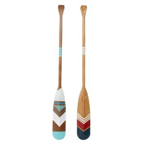 Multi Colored Wood Novelty Canoe Oar Paddle Home Wall Decor With Arrow And Stripe Patterns (Set Of 2)