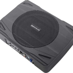 Rockville SS8P 400 Watt Slim Under-Seat Powered Car/Truck Subwoofer Sub+Amp Kit Black